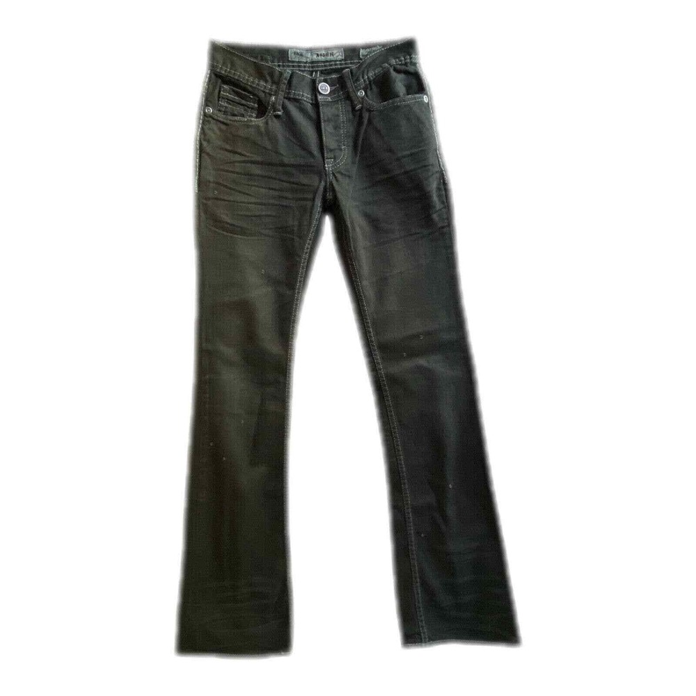 BKE Aiden Black Bootcut Jeans Size 25 Contrast Stitch Whiskered Denim